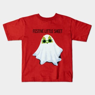 Festive Little Sheet Holiday Winter Ghost Kids T-Shirt